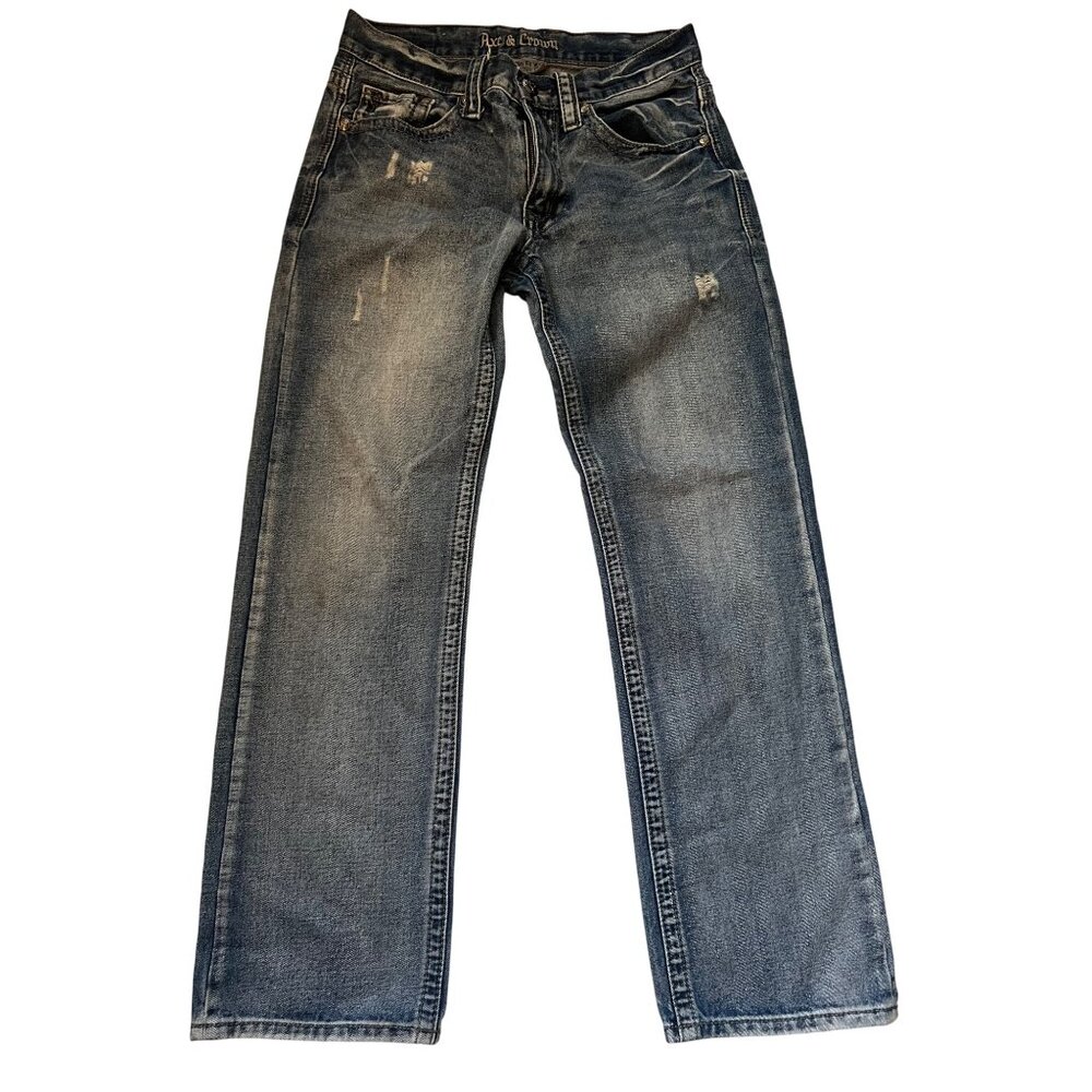 Axe & Crown Slim Fit Distressed Blue Denim Jeans Men's Size W32 L32